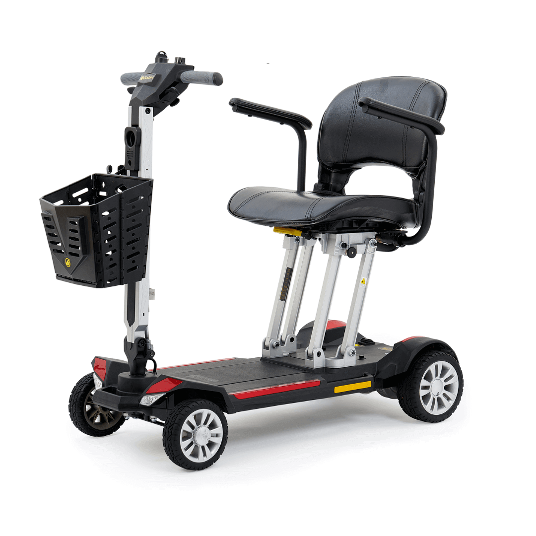 Golden Tech Buzzaround Carry-On Folding Travel Scooter with Travel Battery assembled