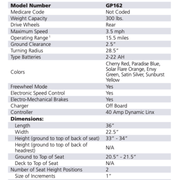 Power Chair Standard - Golden Tech Envy specifications