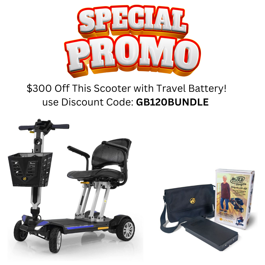 Golden Tech Buzzaround Carry-On Folding Travel Scooter with Travel Battery (Floor Model)
