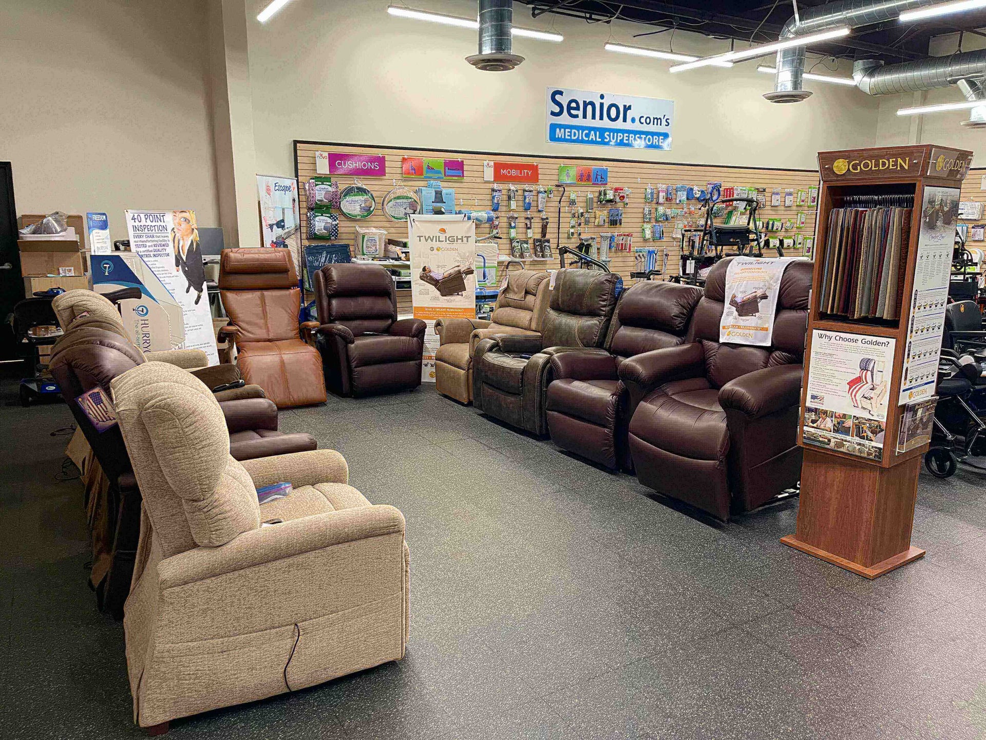 Assisted lift chairs in store