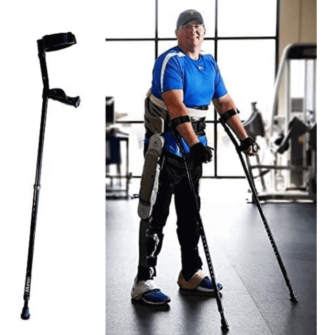 In-Motion Forearm Crutches with Spring Assist & Ergonomic Grips in use