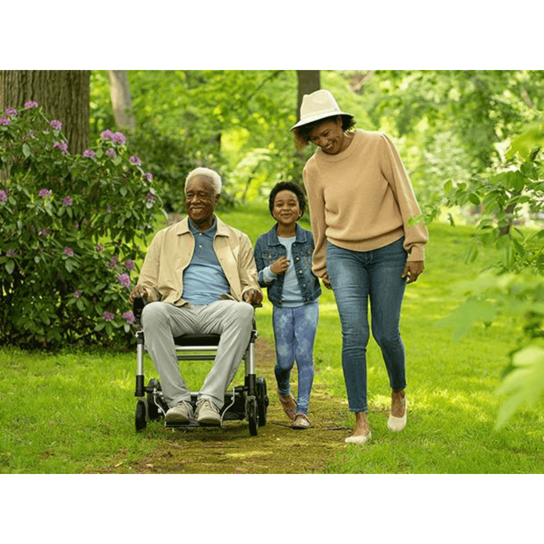 Journey Zoomer Chair Portable Lightweight Power Wheelchair with patient