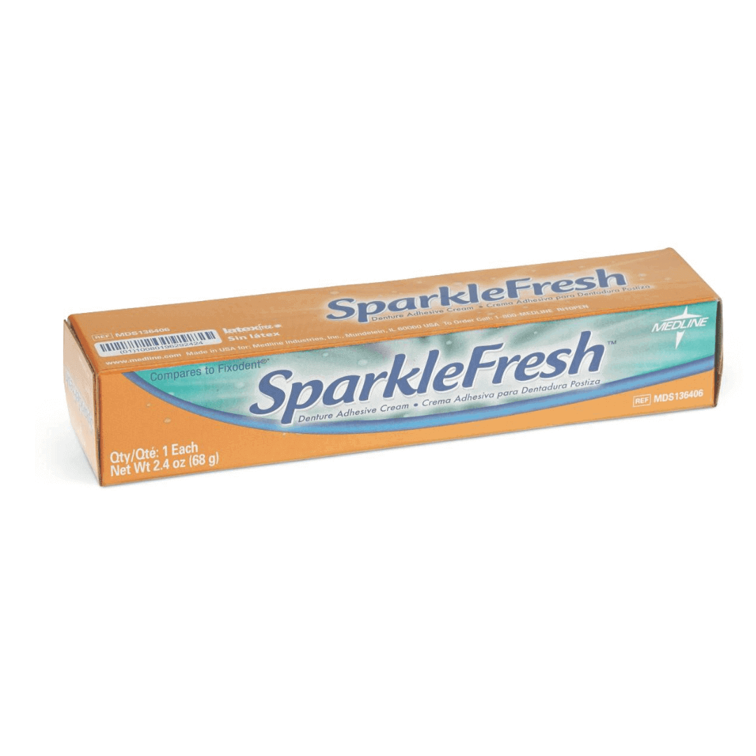 Medline Sparklefresh Denture Adhesive Cream - 2.4 oz Tubes