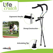 Millennial Medical Freedom Life Crutch with Ergonomic Handles & Articulating Tips - features