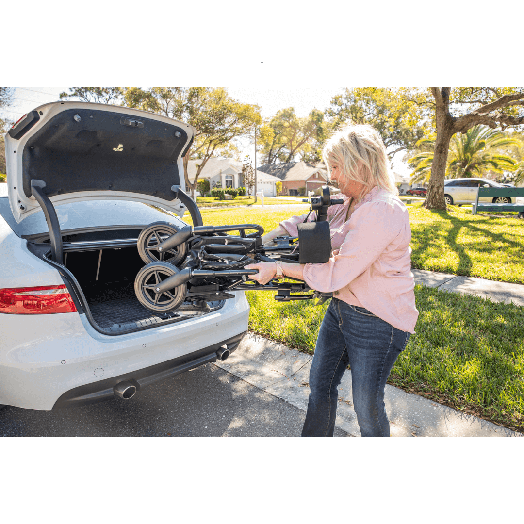 Miracle Mobility 4N1 Ultra Lite Electric Walker Wheelchair being stored in the trunk