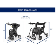 Miracle Mobility 4N1 Ultra Lite Electric Walker Wheelchair dimensions