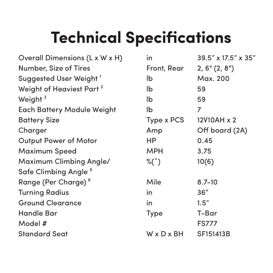 Shoprider Lightweight Echo Folding Travel Mobility Scooter specifications