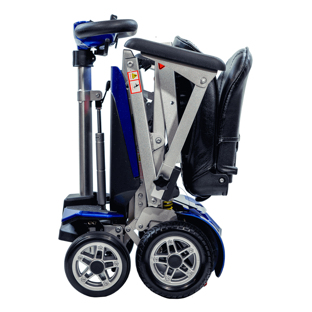 Solax Transformer 2  Electric Automatic Folding Mobility Airline Approved Travel Scooters blue folded