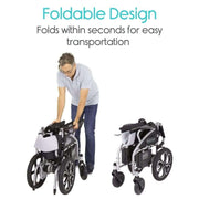 Vive Health Compact Lightweight Folding Portable Power Wheelchair foldable design