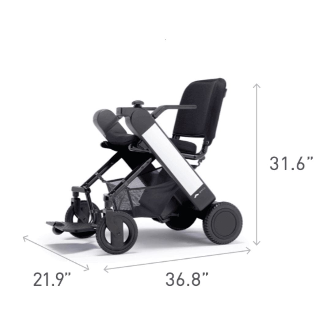 WHILL Model F Travel Power Chair dimensions