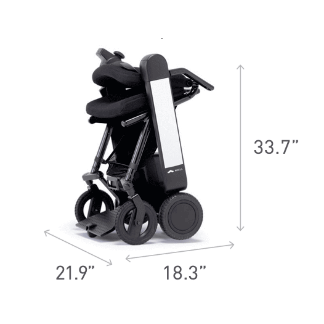 WHILL Model F Travel Power Chair folded dimensions