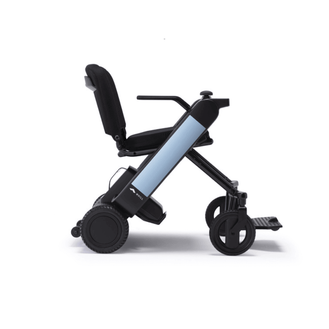 WHILL Model F Travel Power Chair  light blue